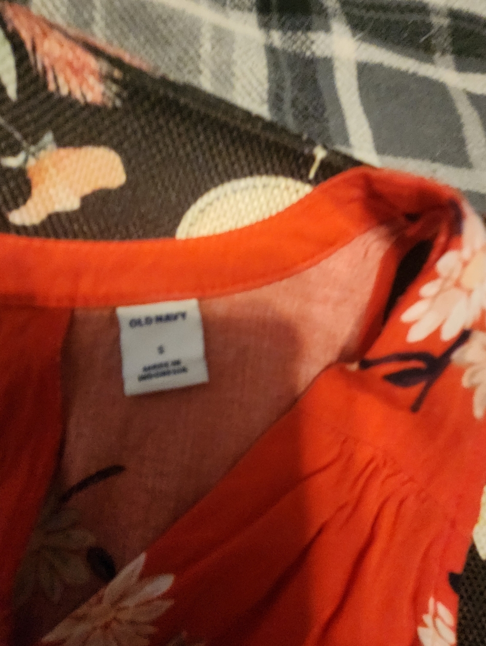 Old Navy Orange Floral Blouse Size Small - Picture 2 of 5